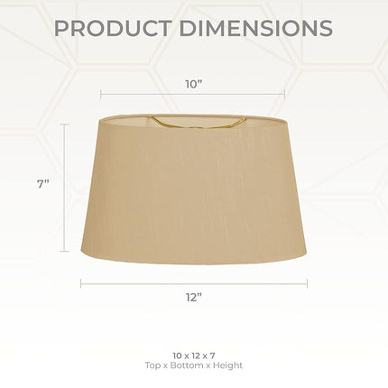 Royal Designs Shallow Oval Hardback Lamp Shade, Antique Gold, 10 x 12 x 7