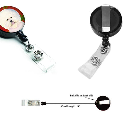 Caroline's Treasures Bichon Frise Red & Green Snowflake Christmas Badge Reel, Multicolor (SS4733BR)