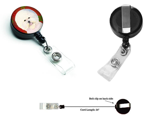 Caroline's Treasures Bichon Frise Red & Green Snowflake Christmas Badge Reel, Multicolor (SS4733BR)