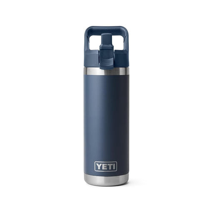 Yeti Rambler 18 oz Bottle, Vacuum Insulated, Stainless Steel with Straw Cap, Navy