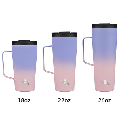 Konokyo Insulated Tumbler with Handle and Straw, 18 OZ Travel Coffee Mug Stainless Steel Cup Metal Water Bottle,Pastel Sunset