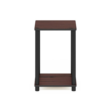 Furinno TURN-N-TUBE Side Table, 2-Tier End Table with Open Shelf, Toolless Night Stand, Bedside Table, for Living Room, Bedroom, Dark Cherry