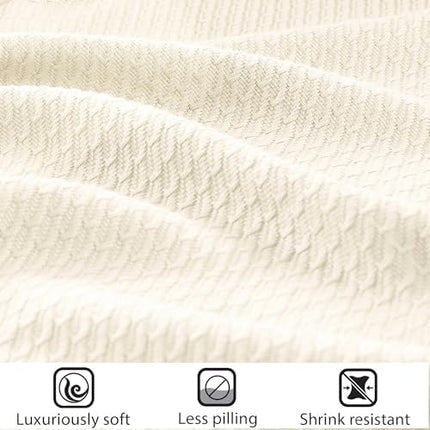 Madison Park 100% Egyptian Cotton King Size Bed Blanket for Summer Ivory