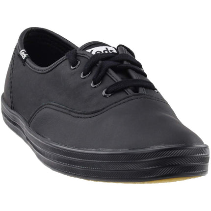 Keds Womens Champion Leather Sneaker, Black, 8 X-Wide US, Black, 8 X-Wide