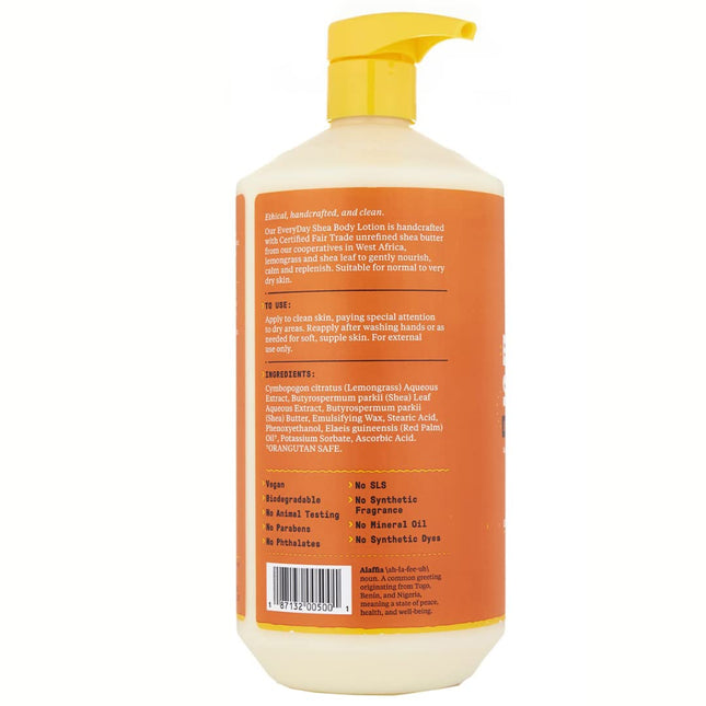 Alaffia Everyday Body Care Shea Lotion Unscented, 32 Ounce