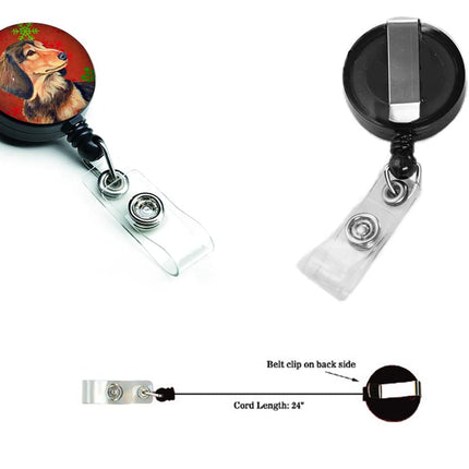 Caroline's Treasures Dachshund Red & Green Snowflakes Christmas Retractable Badge Reel, Multicolor (LH9346BR)