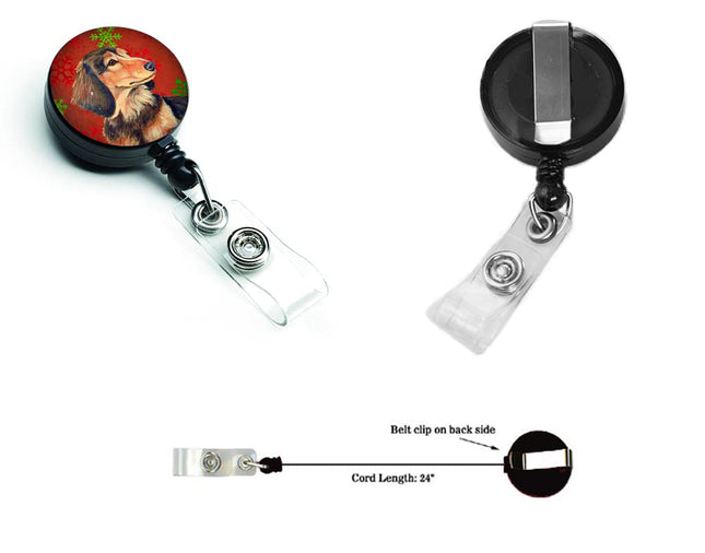Caroline's Treasures Dachshund Red & Green Snowflakes Christmas Retractable Badge Reel, Multicolor (LH9346BR)