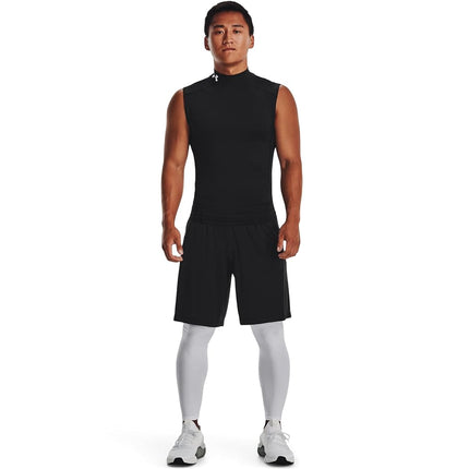 Under Armour Mens HeatGear Compression Mock Sleeveless - Black//White - SM