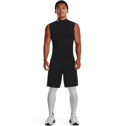 Under Armour Mens HeatGear Compression Mock Sleeveless - Black//White - LG