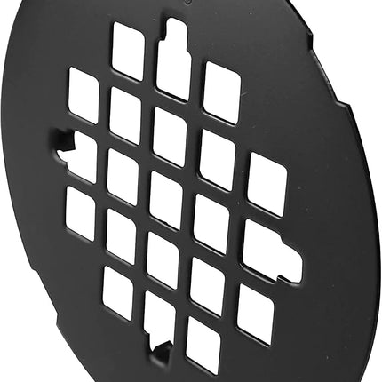 Westbrass A206P-62 2" No-Caulk PVC Compression Shower Drain with 4-1/4" Round Grid Cover, Matte Black