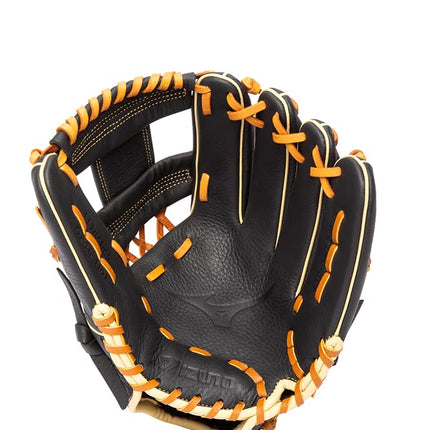 Mizuno Prospect Select Boy's Ball Glove, Deep 3 Web-Black/Brown, 11" | Infield