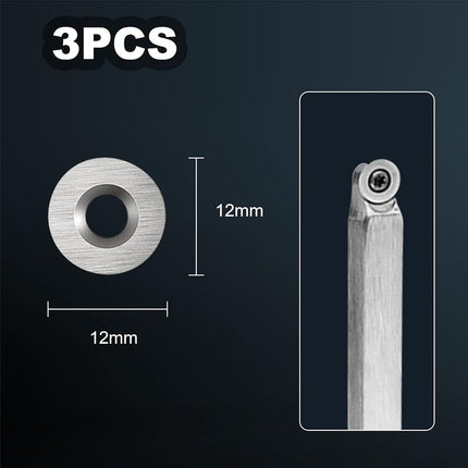 Diraeen 27pcs Carbide Lathe Tools,Tungsten Cutters Inserts Set for Wood Lathe Turning Tools, Include 11 mm Square with Radius, 12 mm and 8.9 mm Round, 30 x 10 mm Diamond, Screwdriver,Screws