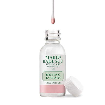 Mario Badescu Kit antimanchas AM/PM, incluye loción secante para el tratamiento de manchas con ácido salicílico y azufre, 1 fl oz Y parches secantes para cubrir granos, tratamiento invisible para manchas, 12 parches