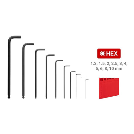 TEKTON Ball End Hex L-Key Set with Holder, 10-Piece (1.3-10 mm) | KLX91202