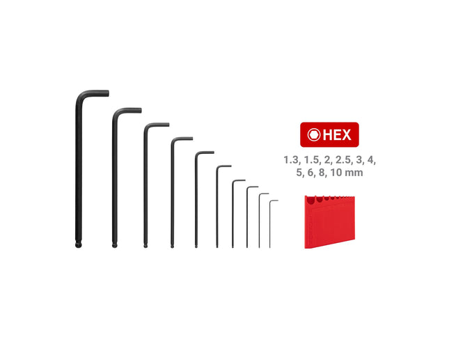 TEKTON Ball End Hex L-Key Set with Holder, 10-Piece (1.3-10 mm) | KLX91202