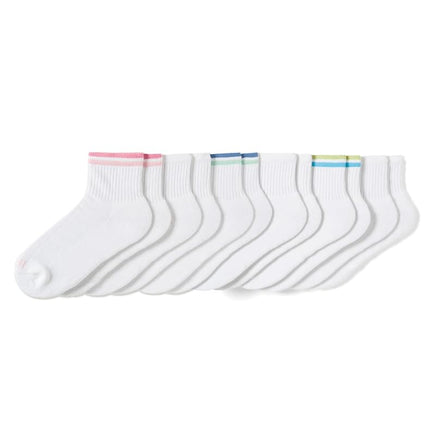 HUE Women's Mini Crew Socks (6-Pack), Tipped - 6 Pair Pack, One size