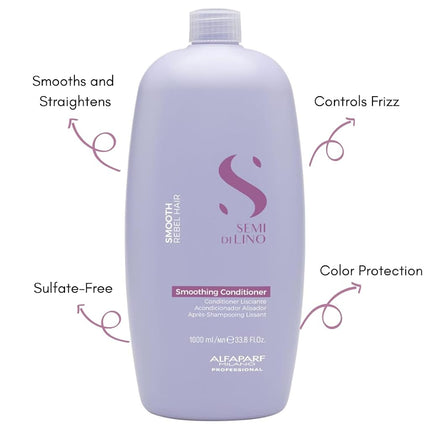 Alfaparf Milano Semi di Lino Smooth Conditioner - Detangles, Controls Frizz, Hydrates and Protects Hair - Mineral and Paraffin Oil Free - 33.79 oz