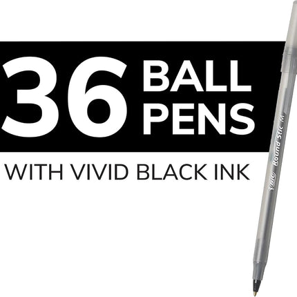 BIC® Round Stic® Xtra Life Ball Point Pen, Black, 36 Pack
