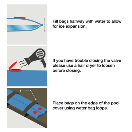 Pool Mate 1-3809-10 Heavy-Duty 16 Gauge 8-Foot Blue Winter Water Bag For Swimming Pool Covers, 10-Pack