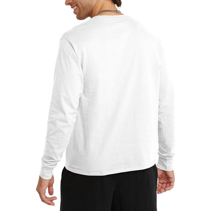 Champion Men's Tshirt, Classic Long Sleeve Tshirt Comfortable, Soft T-Shirt for Men Reg. Or Big & Tall, White, XXL