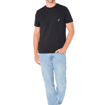 Nautica Men's Big and Tall Solid Pocket T-Shirt, True Black, 1X