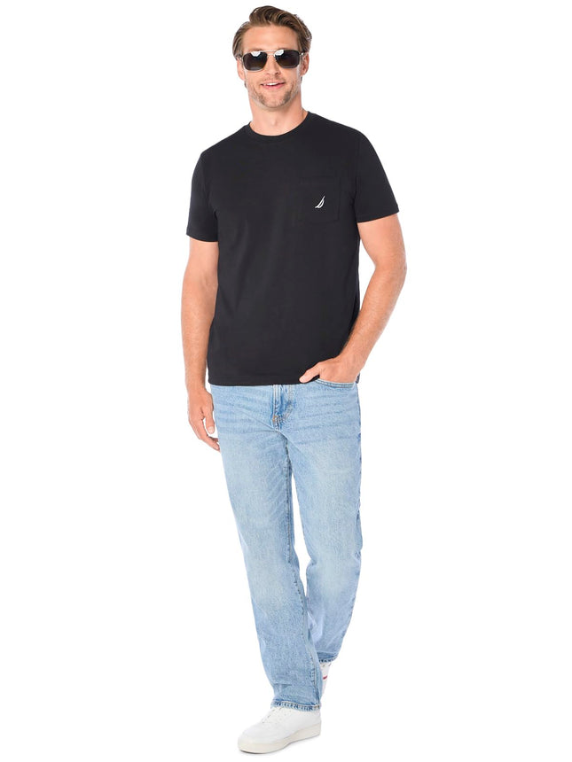 Nautica Men's Solid Crew Neck Short Sleeve T-Shirt, True Black, XXXXXL