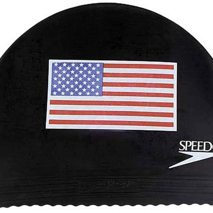 Speedo Unisex Swim Cap Latex, Flag Black