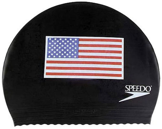 Speedo Unisex Swim Cap Latex, Flag Black
