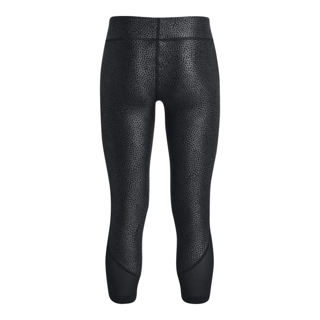 Under Armour Girls' HeatGear Printed Ankle Crop Legging, (005) Black / / Black, X-Large