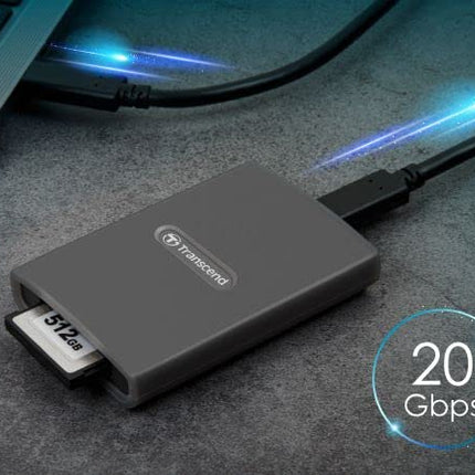 Transcend CFexpress Card Reader, Type B, USB 3.2 Gen 2x2, 20 Gbps, for Photography and Cinematic Experts, Provide Type A and Type C Cables - TS-RDE2