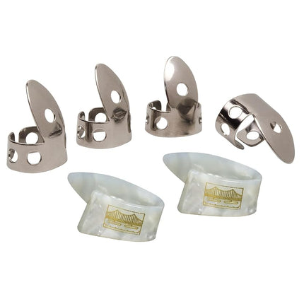 Golden Gate GP1-GP6 Thumb & Finger Pick Pack – Stainless Steel/Pearloid – Large