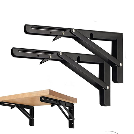 Black Folding Shelf Brackets Max. Load 220 lb, Hea