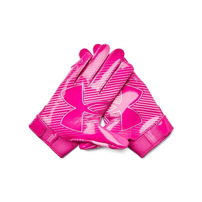 Under Armour Boys F9 Nitro Football Gloves, (652) Rebel Pink/Fluo Pink/Metallic Silver, Small