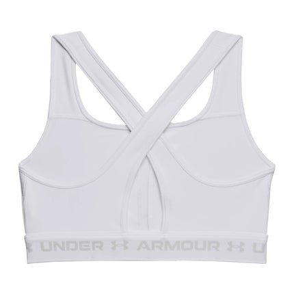 Under Armour Womens Crossback Mid-Support Bra - White/White/Gray - XL