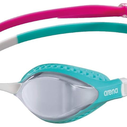 ARENA Cobra Core Swipe Mirror Unisex Adult Racing Swimming Goggles, Swimming Pool Goggles with Curved Mirror Lenses, Anti-Fog, UV Protection, 5 Interchangeable Nose Bridges