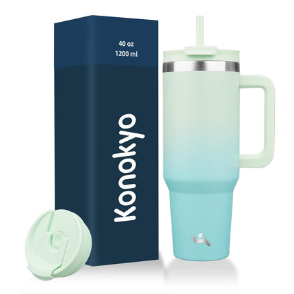Konokyo 40 oz Tumbler with Handle and 2 Straws,2 i
