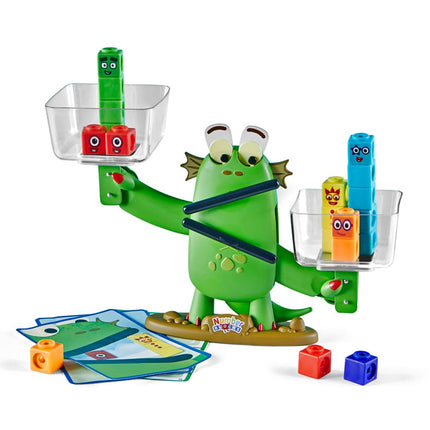 Learning Resources Blockzee Children's Math Game, Ages 3-7, Includes Interactive Scale, 61 MathLink Cubes, 10 Challenge Cards, Educational Game to Learn More Than Less Than Equal