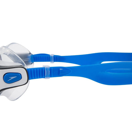 Speedo Unisex-Adult Biofuse Rift Mask Swimming Goggles | Open Water Swim Mask | Anti-fog | Anti-leak Goggles, Bondi Blue/White/Clear, One Size