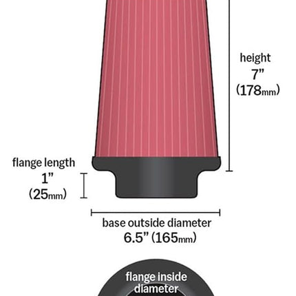 K&N Universal Conical Air Filter 127mm flange, 165mm base, 111mm top, 178mm height (RU-2800)