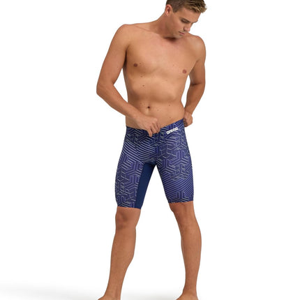 Arena Men's Performance Kikko Pro Swim Jammer Trunks, Navy/Navy Multi, 22