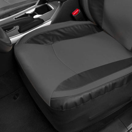 Motor Trend Gray Faux Leather Car Seat Covers for Front Seats – Automotive Bucket PU Leather Seat Covers for SUV Made for Vehicles with Removable Headrests, Interior Covers for Car Truck Van SUV