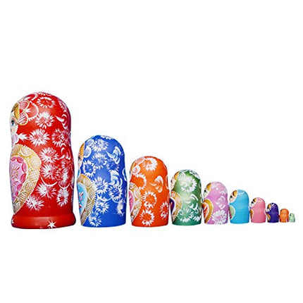 YAKELUS 10pcs Russian Nesting Dolls Matryoshka handmade1051