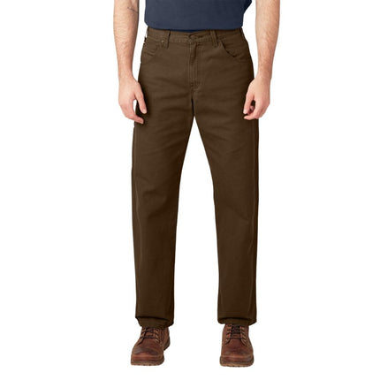 Dickies Men's Relaxed Fit Straight Leg Carpenter Duck Jean, Brown, 38Wx34L