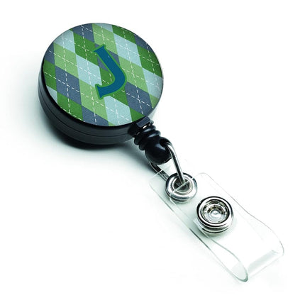 Caroline's Treasures Monogram, Initial J Blue Argoyle Retractable Badge Reel, Multicolor (CJ1020-JBR)