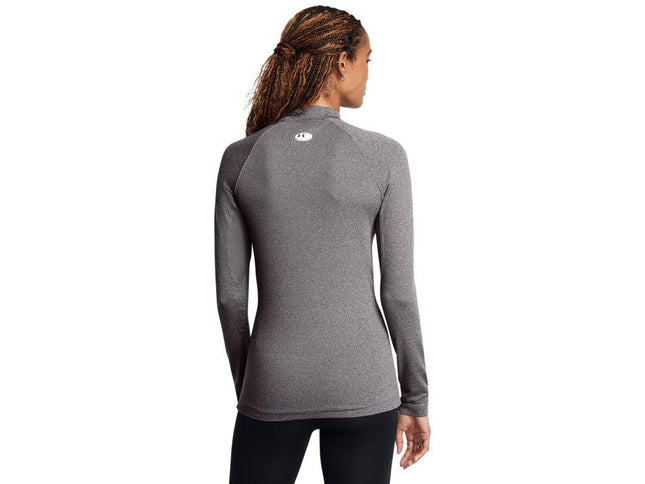 T-shirt col montant Authentics Under Armour pour femme, Charcoal Light Heather (019)/Noir, Très petit