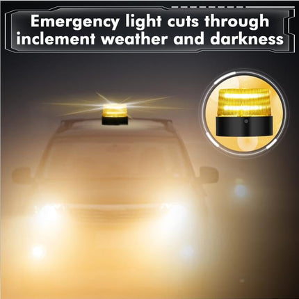 LE Sircut LE228 (Mini) — Amber LED USB Rechargeable Strobe Beacon | Selectable Rotation & Flash Modes | Strong Magnetic Base for Car • Truck • Emergency • Construction | Energy Class A++