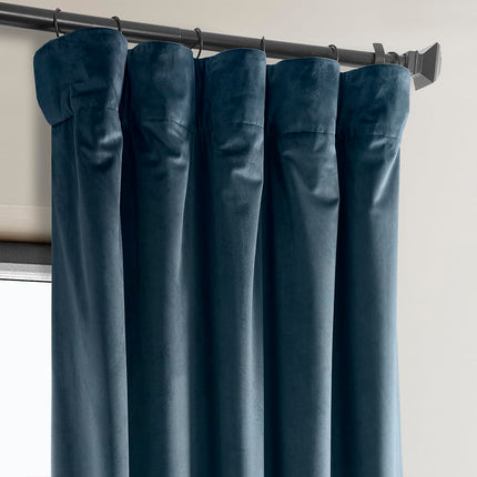 HPD Half Price Drapes Heritage Plush Velvet Curtains 120 Inch Long Room Darkening Curtains for Bedroom Living Room W50 x L20 Inch (1 Panel), Avalon Blue