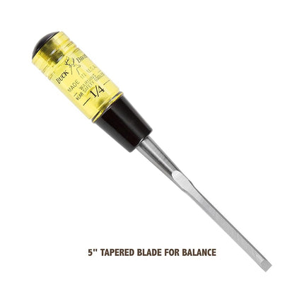 Buck Brothers 120104BC 5/8" Wood Chisel Made in USA, For Paring and Finishing Cuts in Carpentry and Woodworking, Tempered Tool Steel Blade, Mallet-Safe Handle