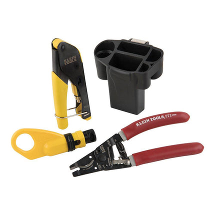 Coax Installation Kit in Molded Hip Pouch has Crimper, Radial Stripper and Cable Cutter Klein Tools VDV011-852