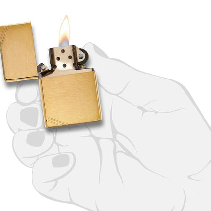 ZippoVintage Brushed Brass with Slashes Pocket Lighter